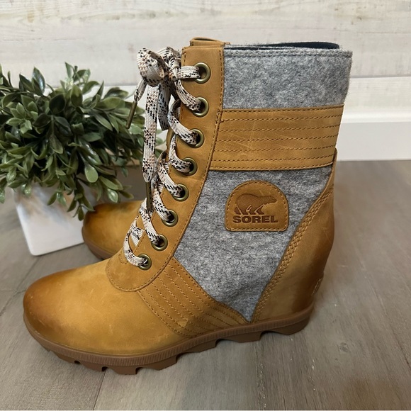 Sorel Lexie Wedge Boots Camel Brown Womens 8.5 - Picture 9 of 11